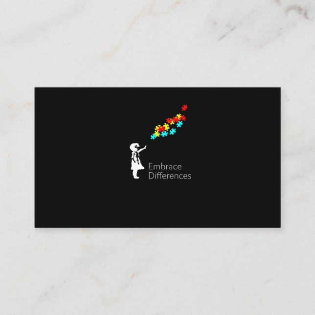 Autism Puzzle Piece Tshirt Autistic awareness Business Card (Front)
