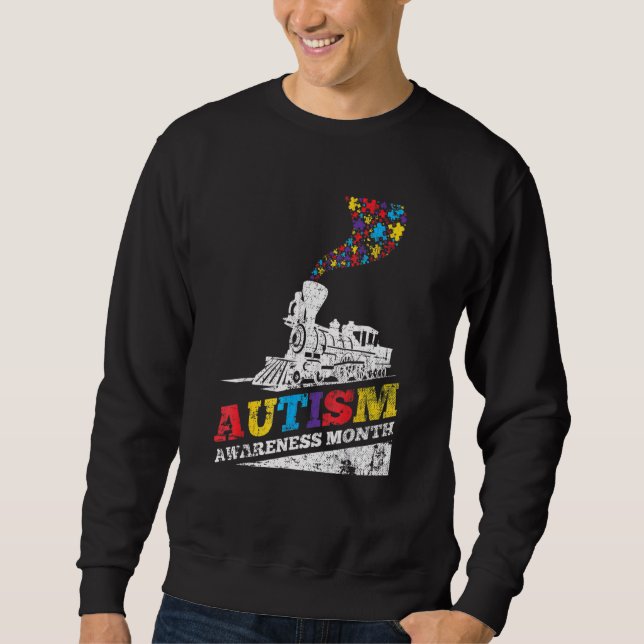 Autism Puzzle Train Toy Support Autism Awareness Sweatshirt (Front)