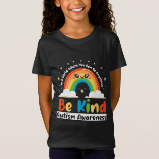 Autism Rainbow Be Kind Autism Awareness Month Kids T-Shirt