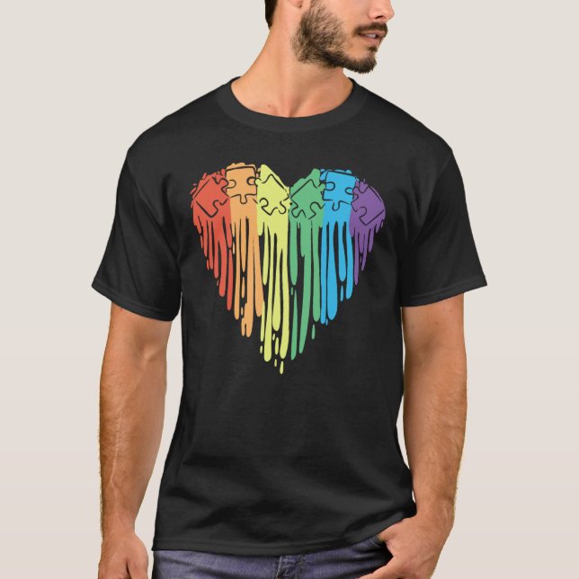 Autism Rainbow Heart T-Shirt (Front)