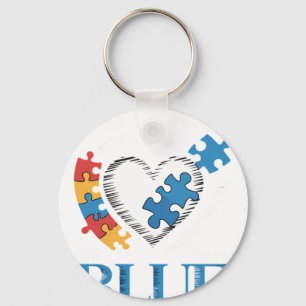 Autism Rainbow In April We Wear Blue Autism Awaren Key Ring