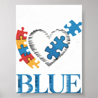 Autism Rainbow In April We Wear Blue Autism Awaren Poster