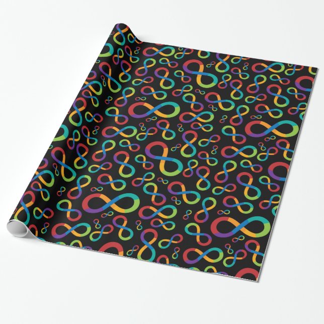 Autism Rainbow Infinity Neurodiversity Wrapping Paper (Unrolled)