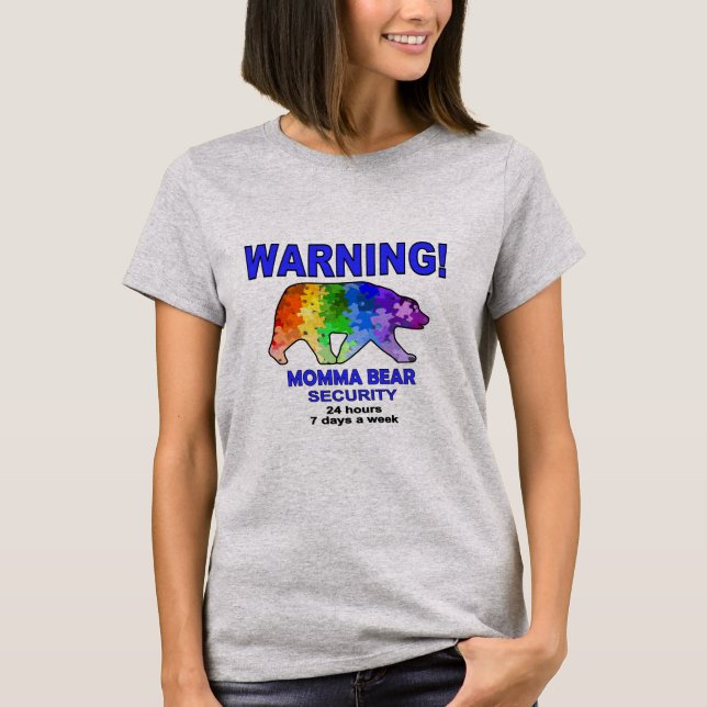 Autism Rainbow Puzzle Momma Bear T-Shirt (Front)