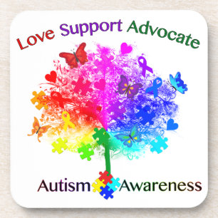 Autism Rainbow Tree Coaster
