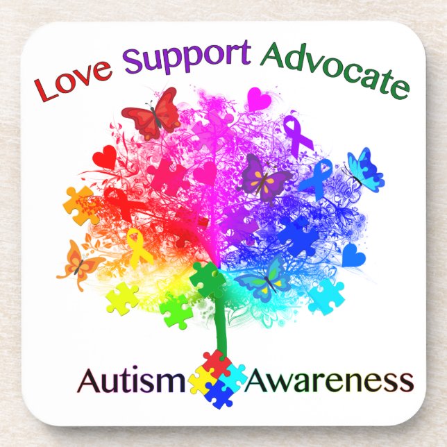 Autism Rainbow Tree Coaster (Front)