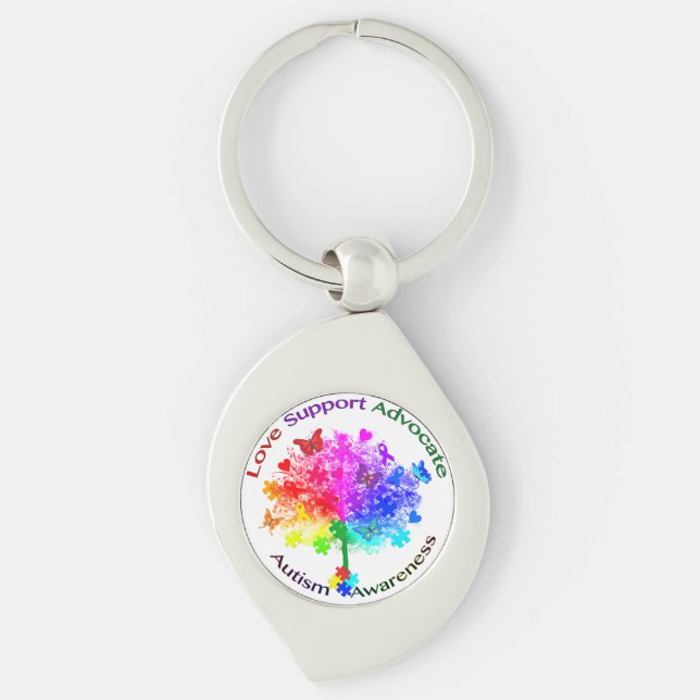 Autism Rainbow Tree Key Ring (Front)