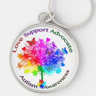 Autism Rainbow Tree Key Ring