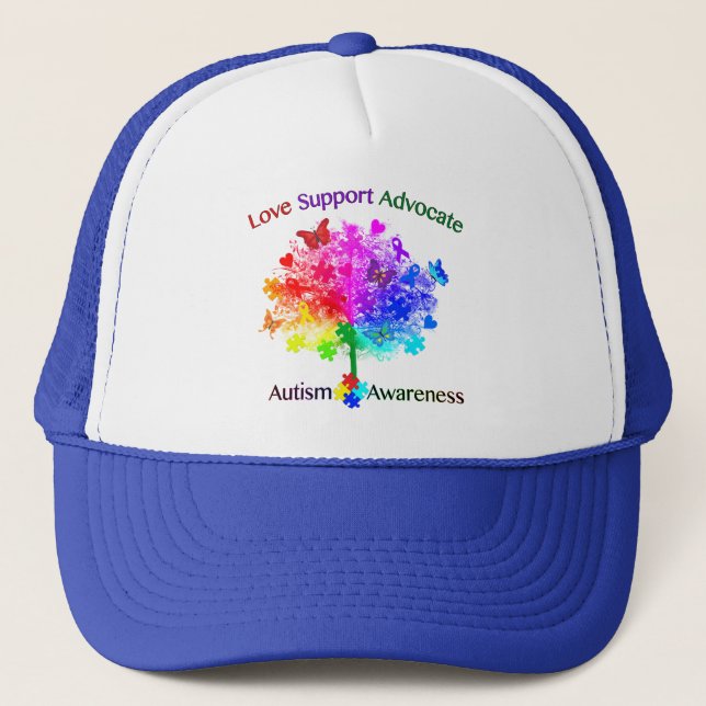 Autism Rainbow Tree Trucker Hat (Front)