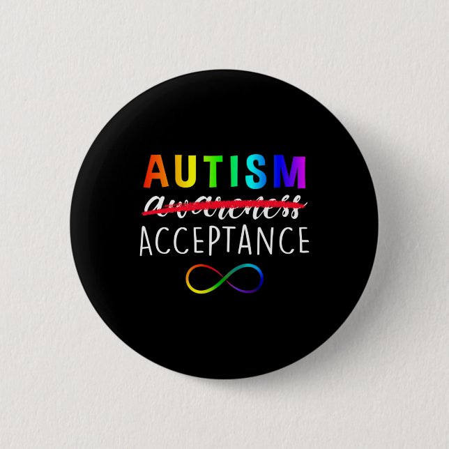 Autism - Red Instead - Acceptance Not Awareness  6 Cm Round Badge (Front)