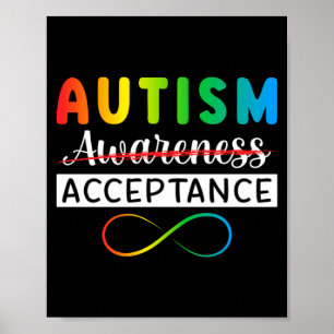 Autism Red Instead Acceptance Not Awareness Autism Poster