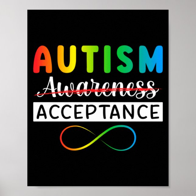Autism Red Instead Acceptance Not Awareness Autism Poster (Front)