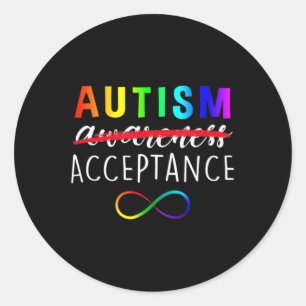 Autism Red Instead Acceptance Not Awareness  Classic Round Sticker