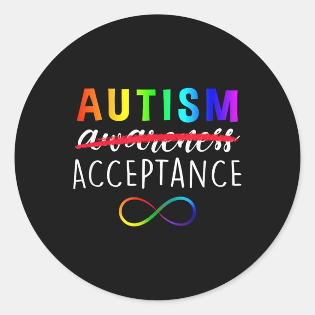 Autism - Red Instead - Acceptance Not Awareness  Classic Round Sticker (Front)