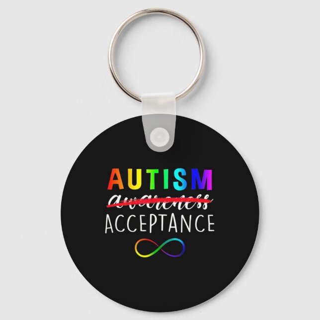 Autism Red Instead Acceptance Not Awareness  Key Ring (Front)