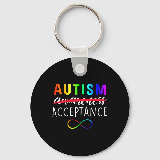 Autism - Red Instead - Acceptance Not Awareness  Key Ring (Front)