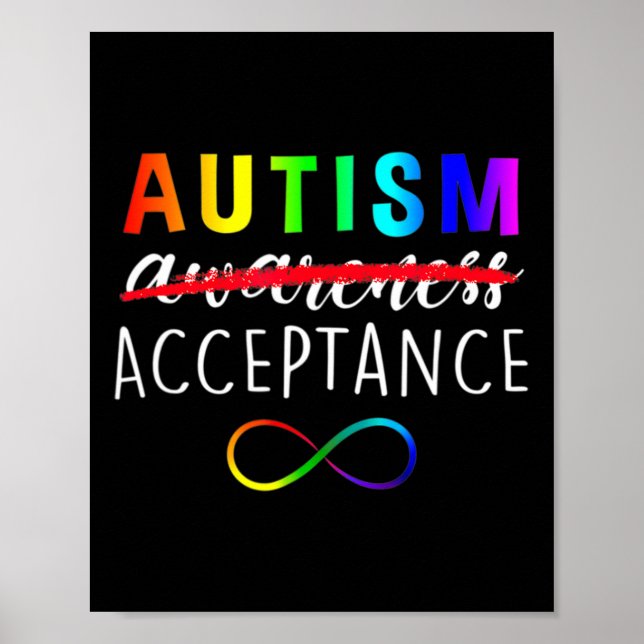 Autism Red Instead Acceptance Not Awareness  Poster (Front)