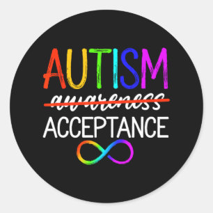 Autism - Red Instead - Acceptance Not Awareness #r Classic Round Sticker