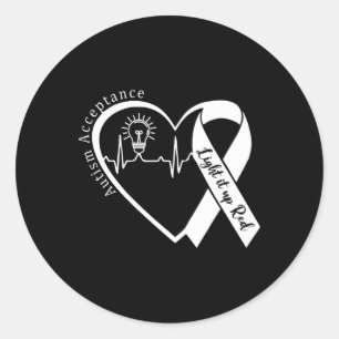 Autism - Red Instead - Acceptance Not Awareness #r Classic Round Sticker
