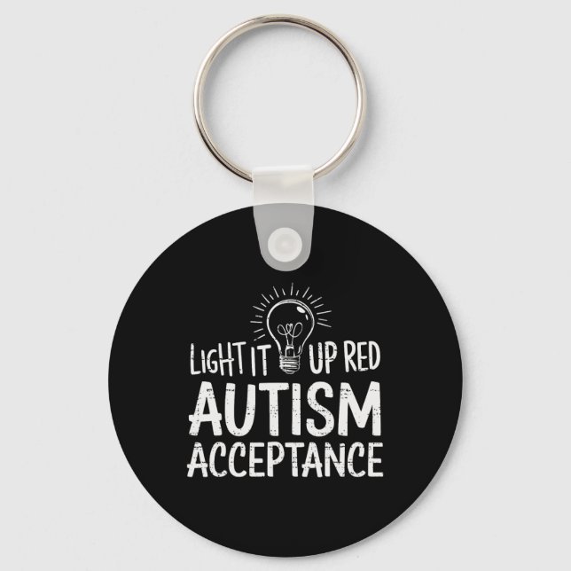 Autism - Red Instead - Acceptance Not Awareness #r Key Ring (Front)
