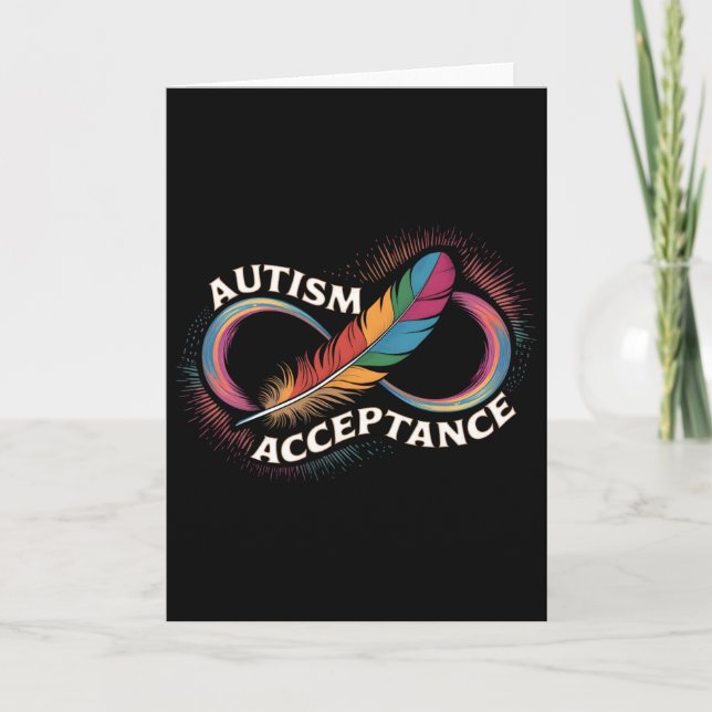 Autism Red Instead Infinity Symbol Autistic Accept Card (Front)