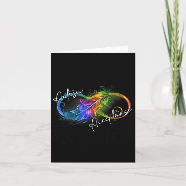 Autism Red Instead Infinity Symbol Autistic Accept Card (Front)