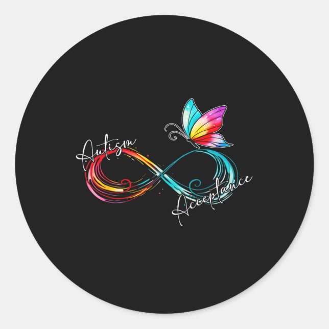 Autism Red Instead Infinity Symbol Autistic Accept Classic Round Sticker (Front)