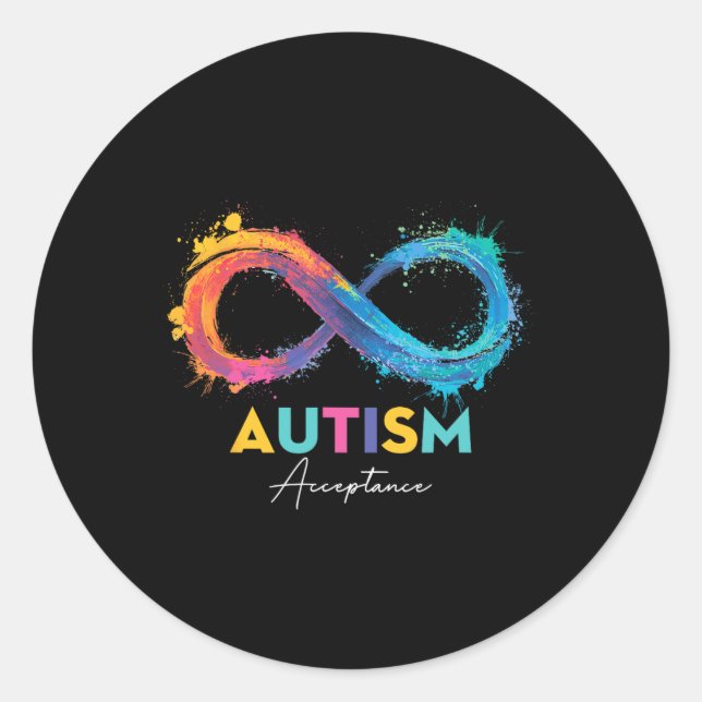 Autism Red Instead Infinity Symbol Autistic Accept Classic Round Sticker (Front)