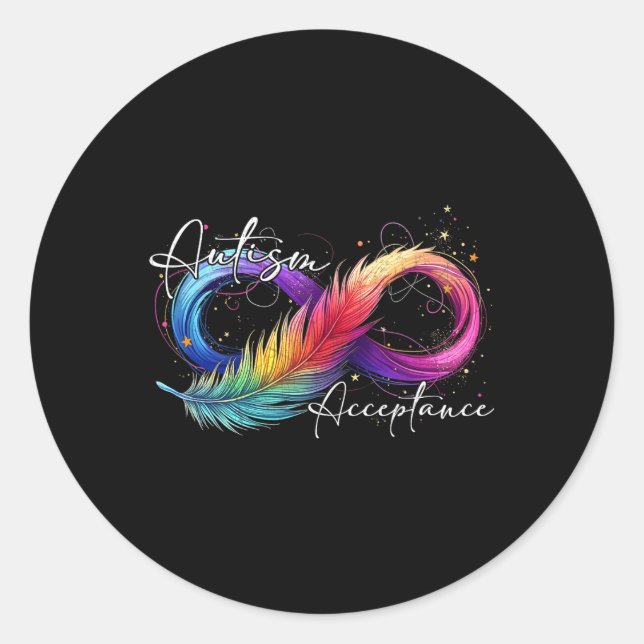 Autism Red Instead Infinity Symbol Autistic Accept Classic Round Sticker (Front)