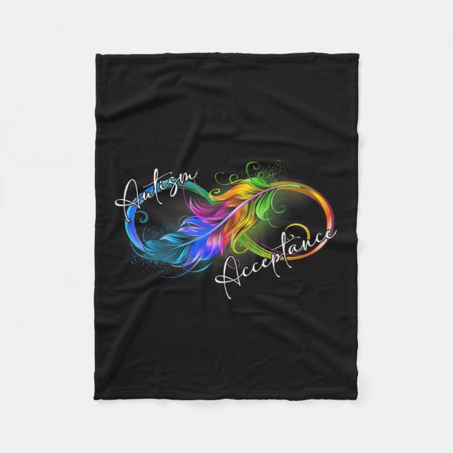 Autism Red Instead Infinity Symbol Autistic Accept Fleece Blanket (Front)