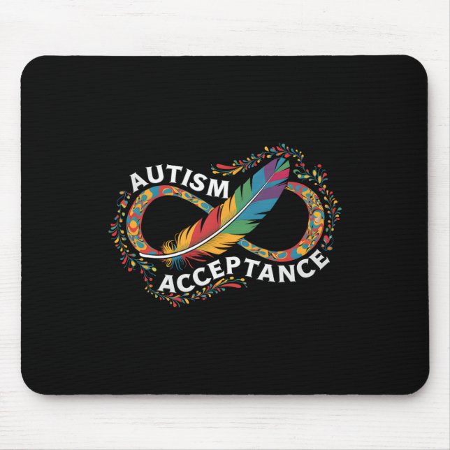 Autism Red Instead Infinity Symbol Autistic Accept Mouse Pad (Front)