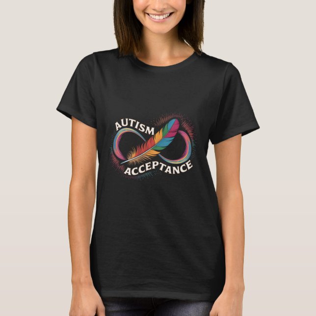 Autism Red Instead Infinity Symbol Autistic Accept T-Shirt (Front)