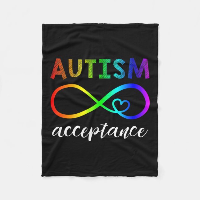 Autism - Red Instead Inifinity - Acceptance  Fleece Blanket (Front)