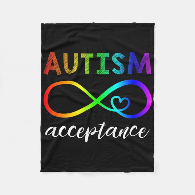 Autism - Red Instead Inifinity - Acceptance  Fleece Blanket (Front)