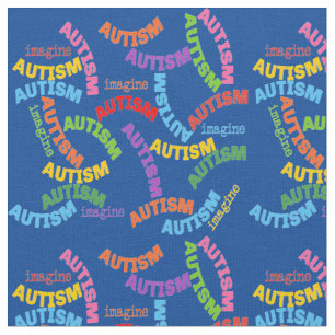 Autism Repeat Wording Blue Fabric