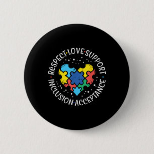 Autism Respect Love Inclusion Acceptance Awareness 6 Cm Round Badge
