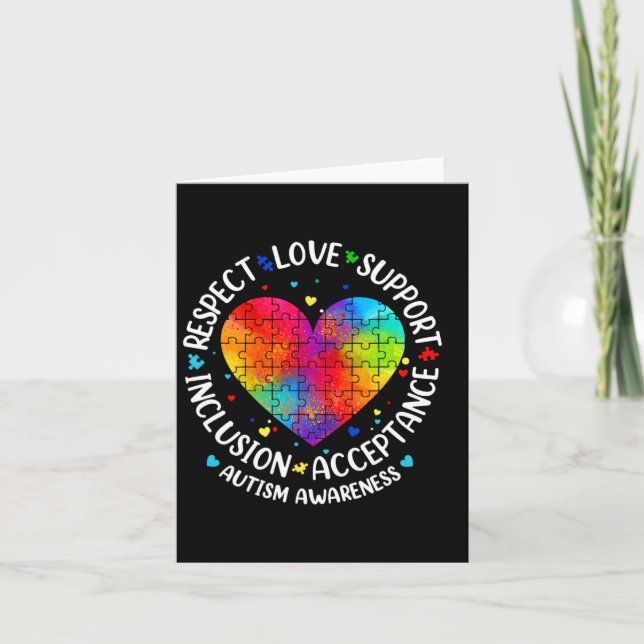 Autism Respect Love Inclusion Acceptance Awareness Card (Front)