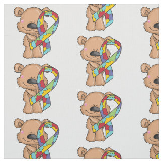 Autism Ribbon Bear Awareness Fabric