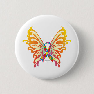 Autism Ribbon Butterfly 6 Cm Round Badge
