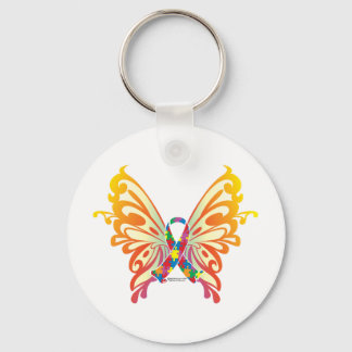 Autism Ribbon Butterfly Key Ring