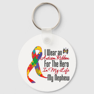 Autism Ribbon Hero in My Life My Nephew Key Ring