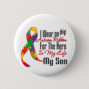 Autism Ribbon Hero in My Life My Son 6 Cm Round Badge