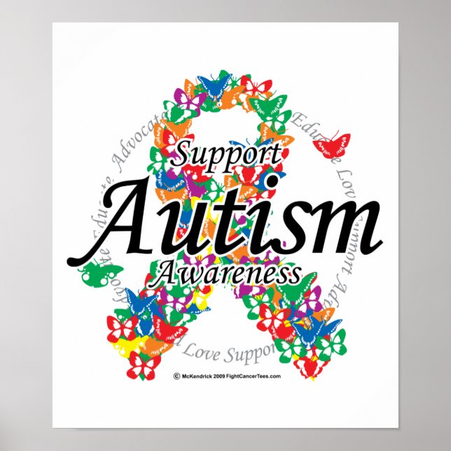 Autism Ribbon of Butterflies Poster (Front)
