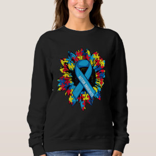 Autism Ribbon Sunflower In April We Wear Blue For  Sweatshirt