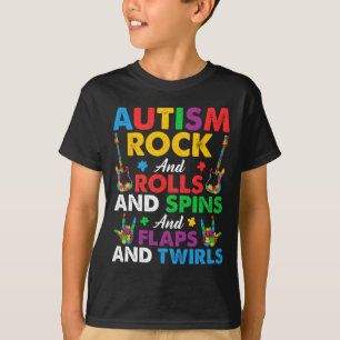 Autism Rock Roll Spin Twirls Guitar Puzzle Neurodi T-Shirt