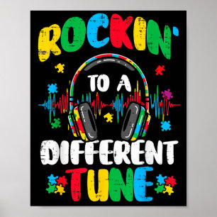 Autism rockin different tune asd awareness boys poster