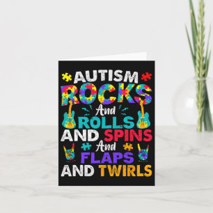 Autism Rocks And Rolls And Spins Autism Awareness  Card