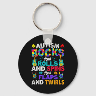 Autism Rocks And Rolls And Spins Autism Awareness  Key Ring