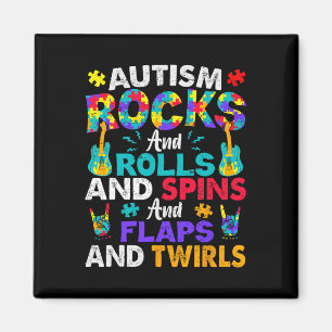 Autism Rocks And Rolls And Spins Autism Awareness Magnet