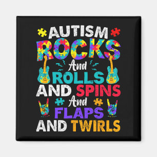 Autism Rocks And Rolls And Spins Autism Awareness  Magnet